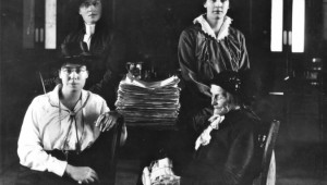 Amelia Burritt at bottom right, and then (clockwise) Dr. Mary Crawford, Winona Flett Dixon, and Lillian Beynon Thomas. Source: Manitoba Archive.